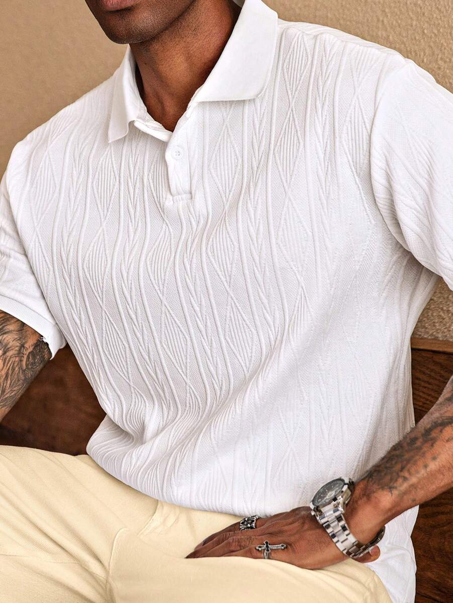 Camisa Polo Básica Masculina de Manga Curta com Gola e Design Texturizado