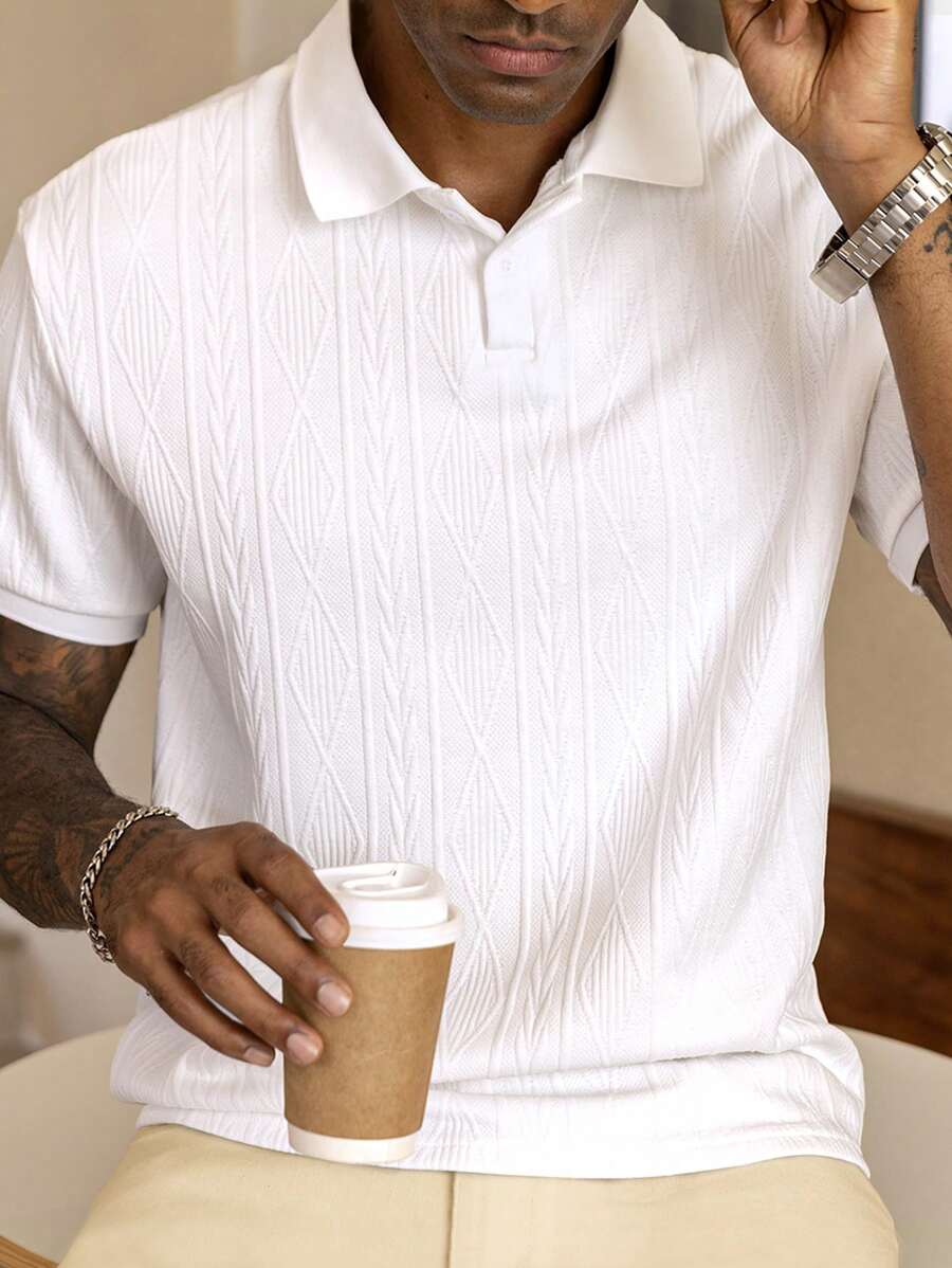 Camisa Polo Básica Masculina de Manga Curta com Gola e Design Texturizado