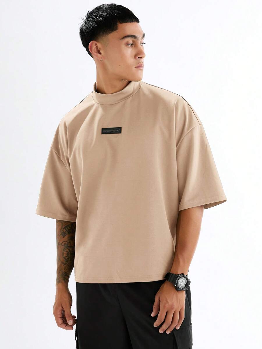 Camiseta de Manga Curta de Cor Sólida Estilo Solto e Jovem - MANFINITY