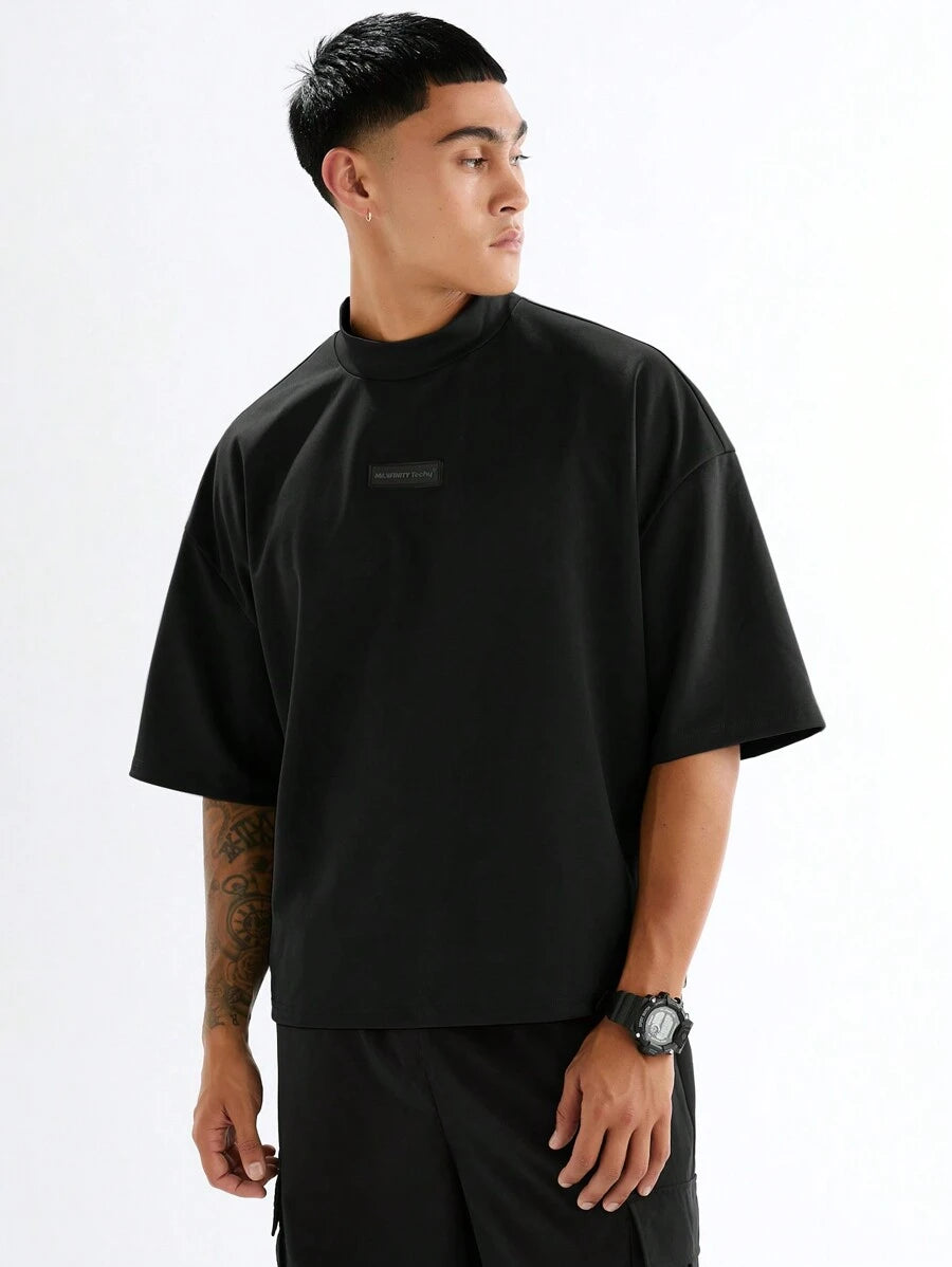 Camiseta de Manga Curta de Cor Sólida Estilo Solto e Jovem - MANFINITY