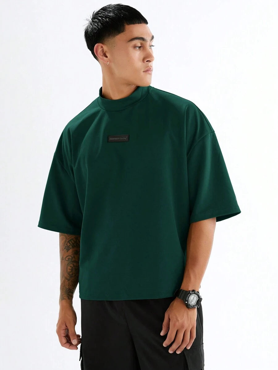 Camiseta de Manga Curta de Cor Sólida Estilo Solto e Jovem - MANFINITY